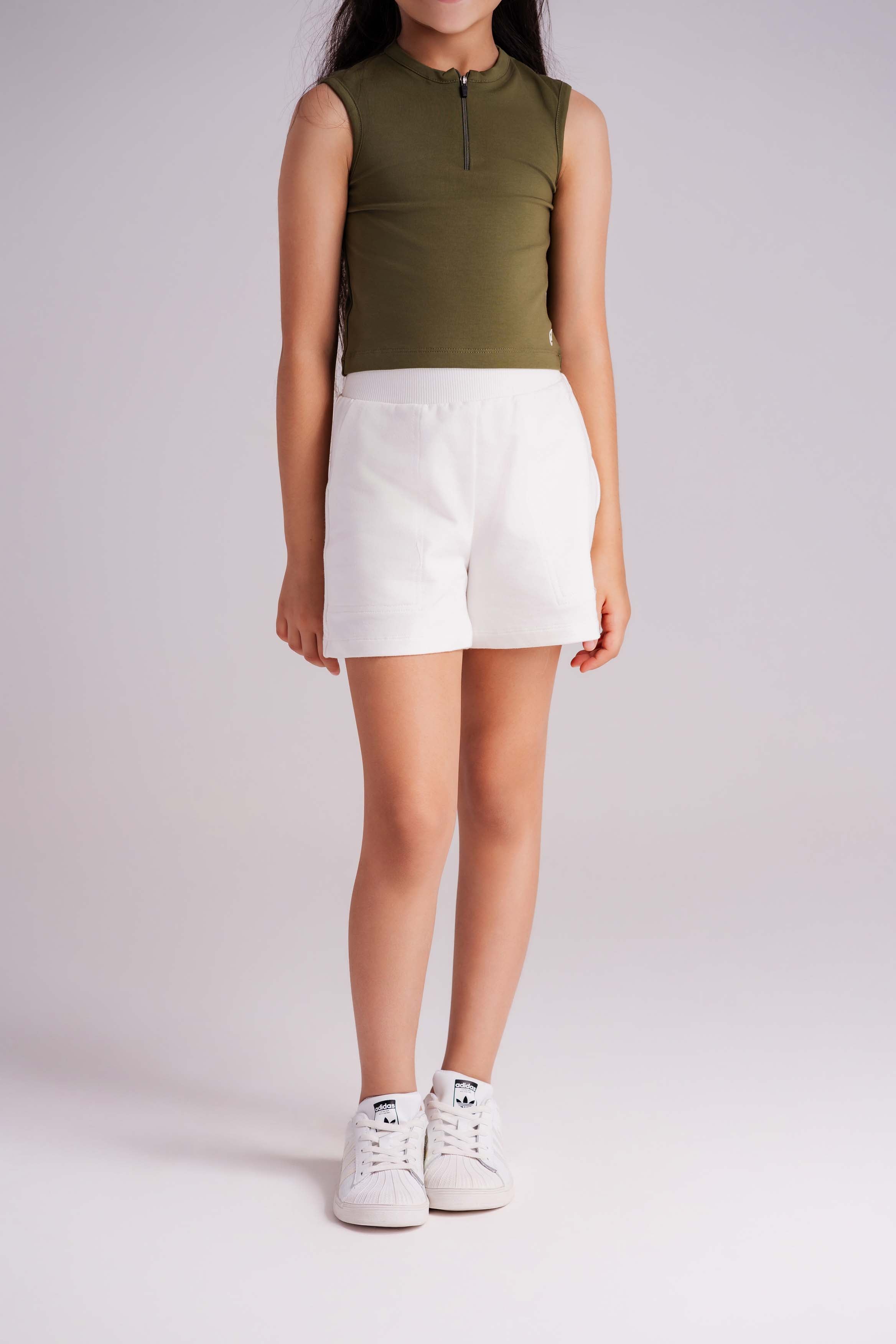 Girls BreezeZip Tank Top In Olive